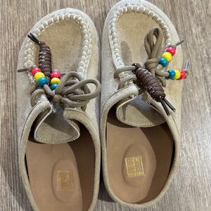 Brand New Women’s Tan Moccasins with Colorful Beads